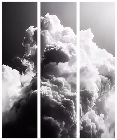 3-delad ljuddämpande rumsavdelare - Clouds Like