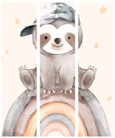 3-delad ljuddämpande rumsavdelare - Happy Sloth