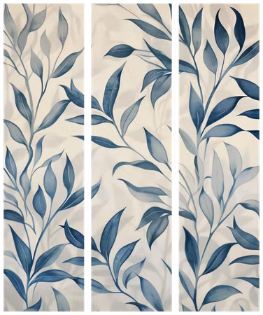 3-delad ljuddämpande rumsavdelare - Leaves Blue