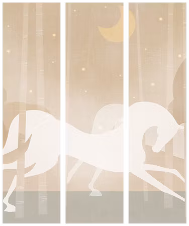 3-delad rumsavdelare - Moonlit steeds horses