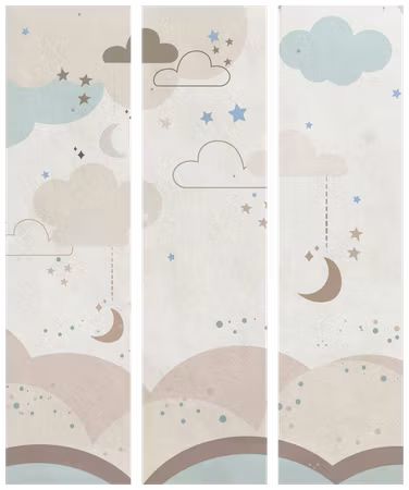 3-delad rumsavdelare - Cloudy night sky moons in