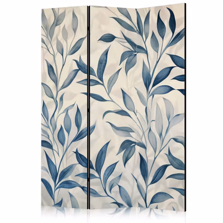 3-delad rumsavdelare - Leaves in blue colors