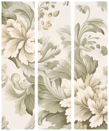 3-delad rumsavdelare - Retro vintage flowers in