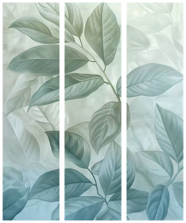 3-delad rumsavdelare - Large leaves in green mint