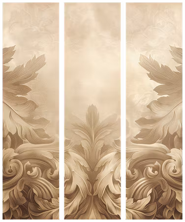 3-delad rumsavdelare - Carved baroque ornaments