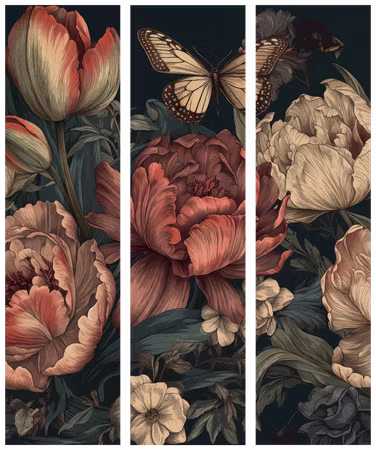 3-delad rumsavdelare - Floral illustration