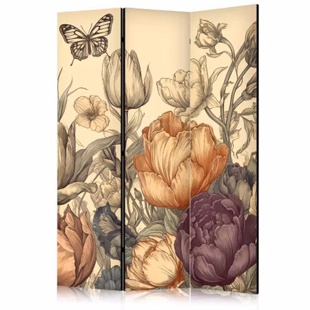 3-delad rumsavdelare - Tulips in cream