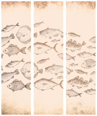 3-delad rumsavdelare - Sketch of a fish school
