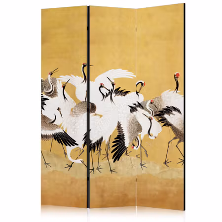 3-delad rumsavdelare - Japanese cranes a flock of