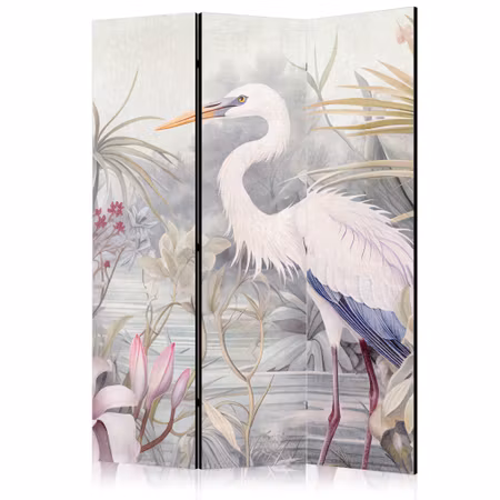 3-delad rumsavdelare - Heron wading in a pond