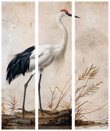 3-delad rumsavdelare - Birds from an old engraving