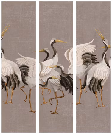 3-delad rumsavdelare - Crane dance bright