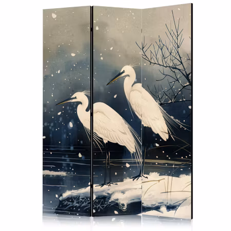 3-delad rumsavdelare - Herons over a winter pond
