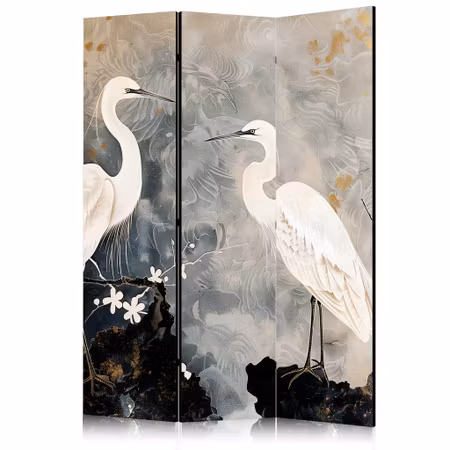 3-delad rumsavdelare - Herons and cherry blossoms