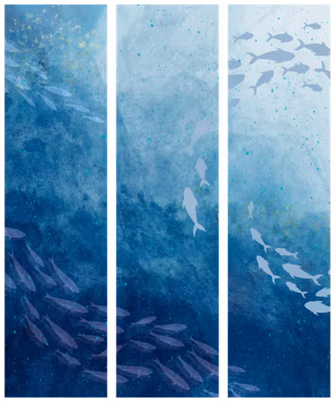 3-delad rumsavdelare - Schools of fish luminous