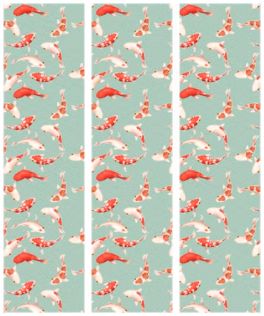 3-delad rumsavdelare - Fish and japanese pattern