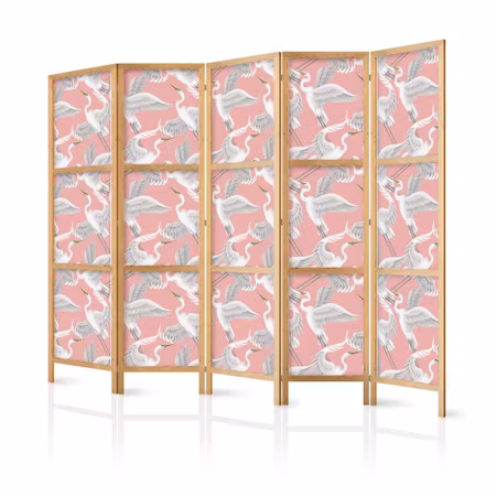 5-delad japanska rumsavdelare - Pastel birds