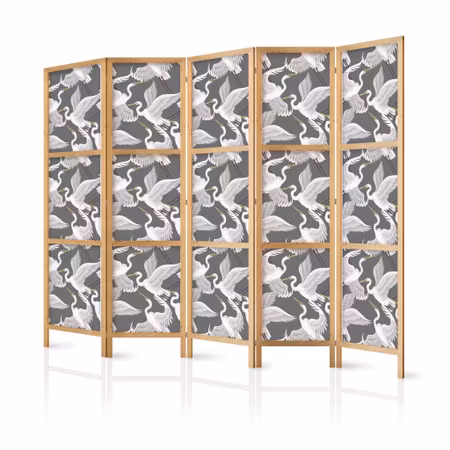 5-delad japanska rumsavdelare - Pastel birds
