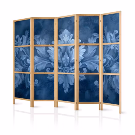 5-delad japanska rumsavdelare - Ornament in blue