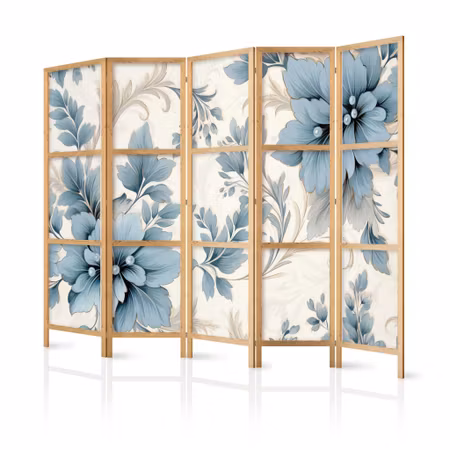5-delad japanska rumsavdelare - Turquoise flowers