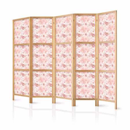 5-delad japanska rumsavdelare - Pink blossoming