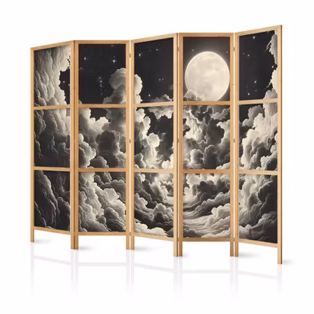 5-delad japanska rumsavdelare - Moon and stars
