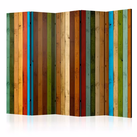 5-delad ljuddämpande rumsavdelare - Wooden rainbow