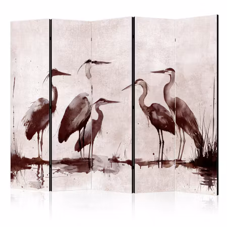 5-delad ljuddämpande rumsavdelare - Herons painted