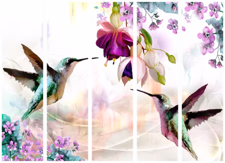 5-delad rumsavdelare - Hummingbirds and Flowers
