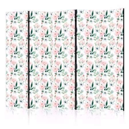 5-delad rumsavdelare - Peonies Pink and White and
