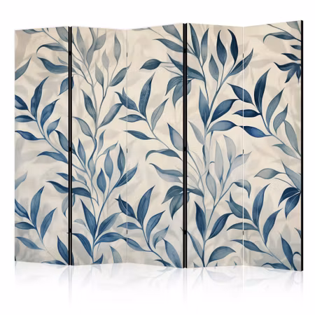 5-delad rumsavdelare - Leaves in Blue Colors Motif