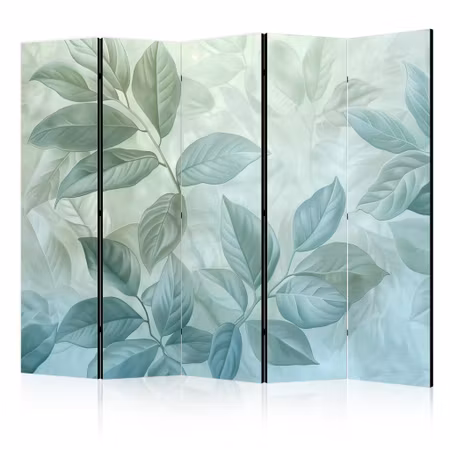 5-delad rumsavdelare - Large Leaves in Green-mint