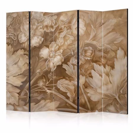 5-delad rumsavdelare - Carved Floral Ornaments in