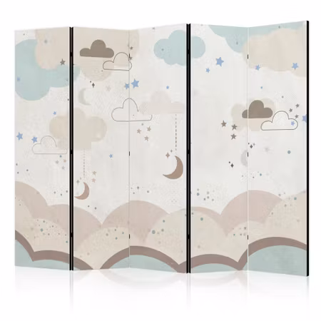 5-delad rumsavdelare - Cloudy Night Sky Moons in