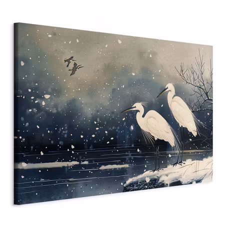 DIY canvastavla XXL - Herons over a winter pond