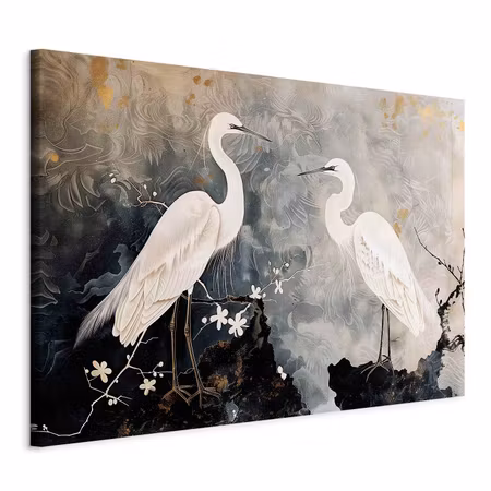 DIY canvastavla XXL - Herons and cherry blossoms