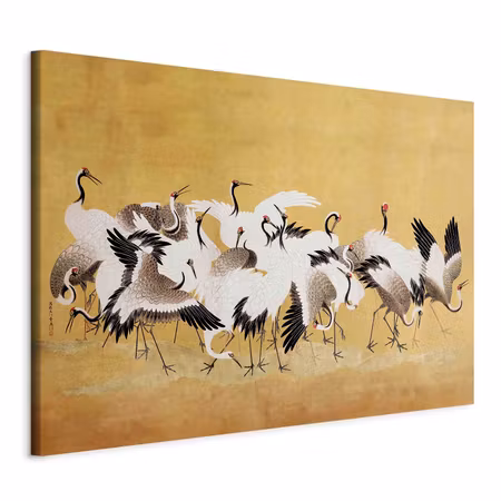 DIY canvastavla XXL - Japanese cranes a flock of