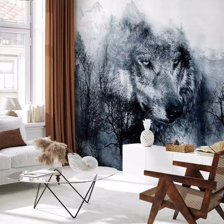 Fototapet - Mountain Predator Black and White