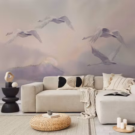 Fototapet - Flying Swans