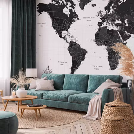 Fototapet - Black and White Map