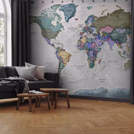 Fototapet - Geography Study World Map with Signed