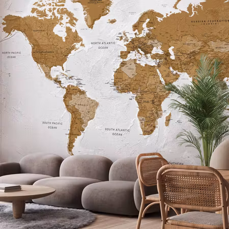 Fototapet - World Map White Oceans