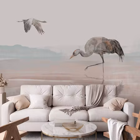 Fototapet - Cranes Over the Water