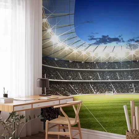 Fototapet - Football Pitch Illuminated Stadium