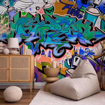 Fototapet - Graffiti Blue Theme