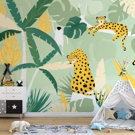 Fototapet - Cheetahs in the Jungle Landscape with