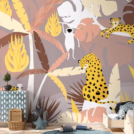Fototapet - Cheetahs in the Jungle Landscape with