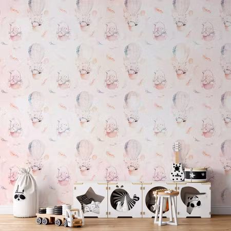 Fototapet - Solid Pattern with Feathers Hares in a