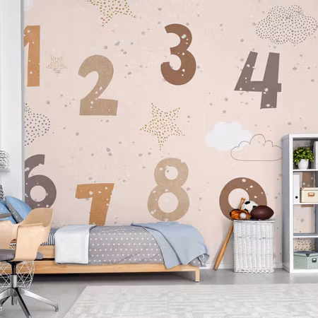 Fototapet - Numbers Among Snowflakes