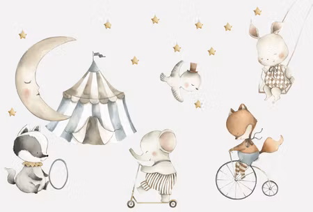 Fototapet - Animals For Children Watercolour